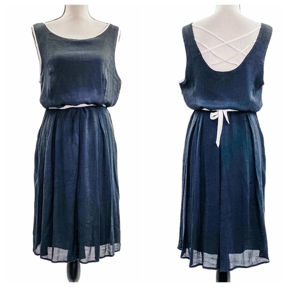 MLLE Gabrielle Black Sleeveless Tie Waist Mini Shift Dress - Picture 1 of 13